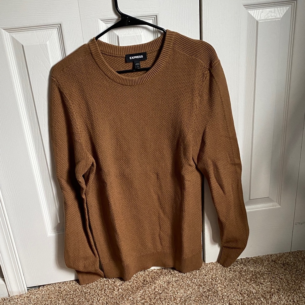 Express Men's Camel Crewneck Sweater